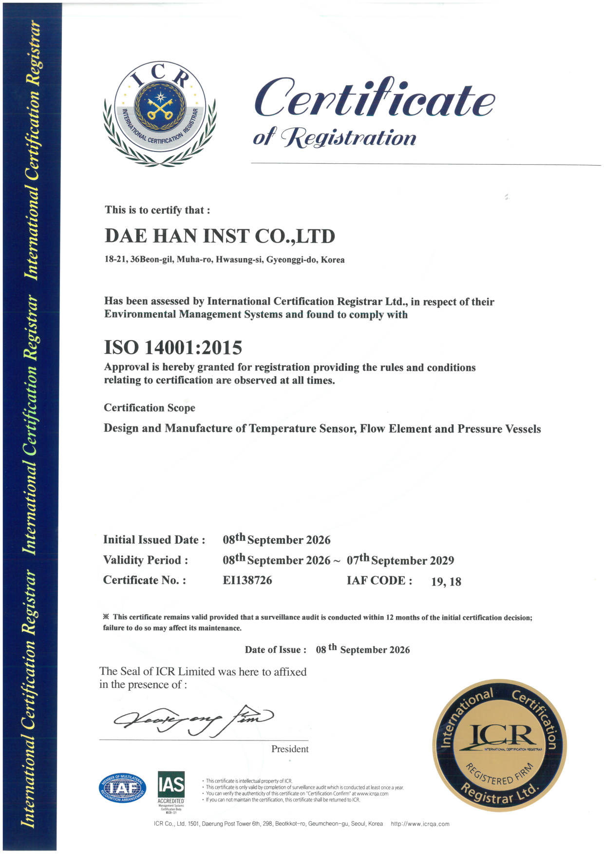 ISO 14001:2015 Certificate (ENG)